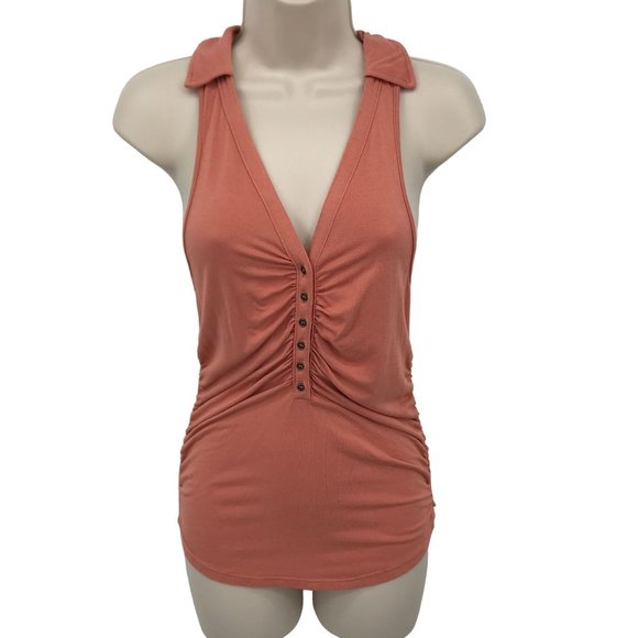 Free People Tops - Free People Womens Coco Cinnamon Button Ruched Halter Knit Top Size S